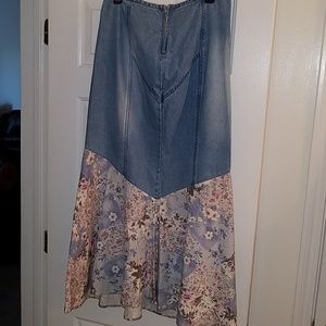 Jean/bottom Flower pattern skirt